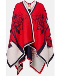 La DoubleJ - Soul Floral Wool And Silk Poncho - Lyst
