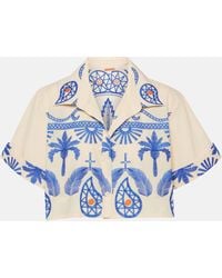 Johanna Ortiz - Embroidered Cropped Cotton Shirt - Lyst