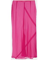 Dries Van Noten - Silk-Blend Satin Midi Skirt - Lyst