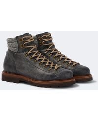 Brunello Cucinelli - Leather Lace-Up Boots - Lyst