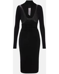Saint Laurent - Gathered Jersey Midi Dress - Lyst