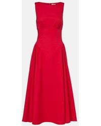 STAUD - Gwen Cotton Poplin Midi Dress - Lyst