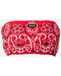 Miu Miu - Top Bandeau De Popelin De Algodon Y Lino - Lyst