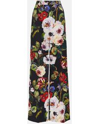 Dolce & Gabbana - Pantalones anchos de algodon floral - Lyst