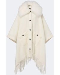 Moncler - Shearling-Trimmed Mohair, Alpaca And Wool-Blend Poncho - Lyst
