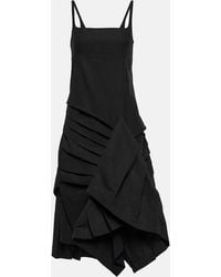 Dries Van Noten Pleated Viscose And Cotton Blend Midi Dress