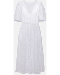 Velvet - Broderie Anglaise Cotton Midi Dress - Lyst