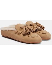 Hogan - H693 Shearling-Lined Leather Mules - Lyst