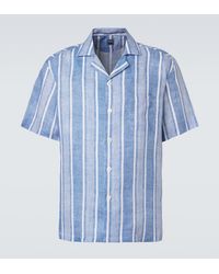 Fedeli - Striped Linen Bowling Shirt - Lyst
