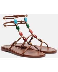 Gianvito Rossi - Shanti Embellished Leather Sandals - Lyst