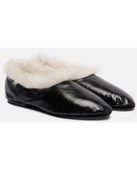 Jil Sander - Slip-Ons Aus Leder Mit Shearling - Lyst