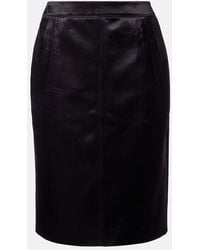 Saint Laurent - Satin Pencil Skirt - Lyst