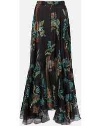 Etro - Printed Silk Satin Maxi Skirt - Lyst