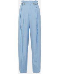 Victoria Beckham - Gathered Virgin Wool Tapered Pants - Lyst