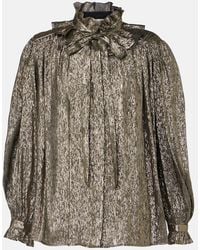 Chloé - Ruffled Lame Silk-Blend Blouse - Lyst