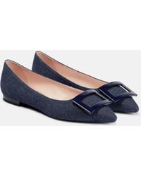 Roger Vivier - Gommettine Ball Denim Ballet Flats - Lyst