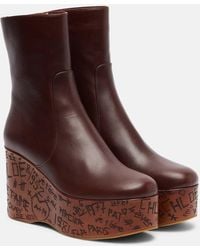 Chloé - Maxime Leather Wedge Ankle Boots - Lyst