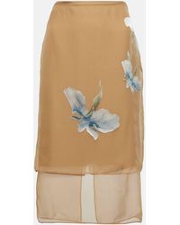 Givenchy - Floral Devore Satin Midi Skirt - Lyst