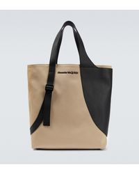 Alexander McQueen Medium Harness Leather-trimmed Tote - Natural