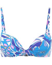 Emilio Pucci Bedrucktes Bikini-Oberteil - Blau