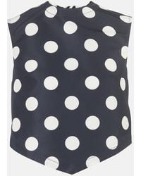 Patou - Polka-Dot Open-Back Faille Crop Top - Lyst
