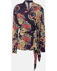 Etro - Printed Wrap Top - Lyst