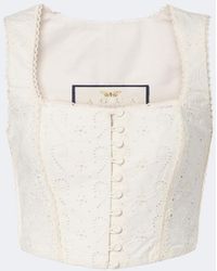Agua Bendita - Cornalina Broderie Anglaise Cotton Bustier Top - Lyst