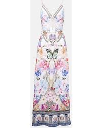 CAMILLA - Monserate Magic Crystal-Embellished Floral-Print Linen Maxi Dress - Lyst