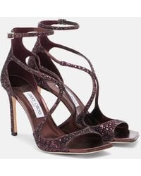 Jimmy Choo - Azia 95 Glitter Sandals - Lyst