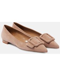 Manolo Blahnik - Maysalepumpflat Suede Ballet Flats - Lyst