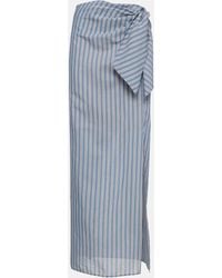 Brunello Cucinelli - Striped Cotton And Silk Wrap Skirt - Lyst