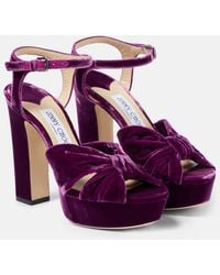 Jimmy Choo - Sandales Heloise 120 A Plateau En Velours - Lyst
