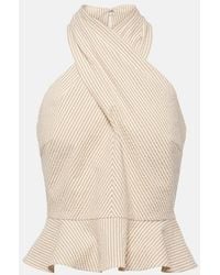 Veronica Beard - Drey Halterneck Cotton Seersucker Top - Lyst