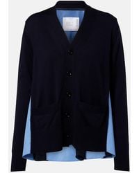 Sacai - Striped Cotton Poplin Cardigan - Lyst
