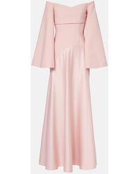 Solace London - Rina Off-Shoulder Crepe And Satin Gown - Lyst
