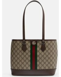 Gucci - 'Ophidia' Shopper With All-Over Gg Motif And Metallic Logo On The Front - Lyst