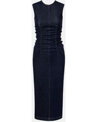 Sportmax - Voto Ruched Denim Midi Dress - Lyst