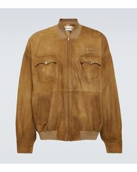 Miu Miu - Chaqueta Bomber De Ante Con Logo - Lyst