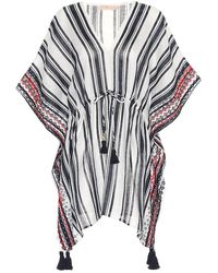 Tory Burch Caftano a righe in lino - Blu