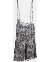 Prada - Floral Lace Cotton Midi Skirt - Lyst