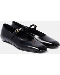 Prada Metallic Leather Mary Jane Flats in Natural | Lyst UK