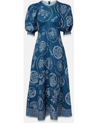 ALÉMAIS - Lucky Printed Linen Midi Dress - Lyst