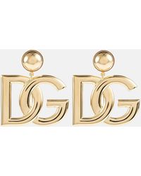Dolce & Gabbana - -tone Oversized Logo Clip-on Earrings - Lyst