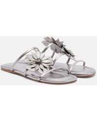 Zimmermann - Floral-Applique Metallic Leather Sandals - Lyst