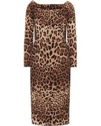 Dolce & Gabbana Bedrucktes Kleid aus Wolle - Braun