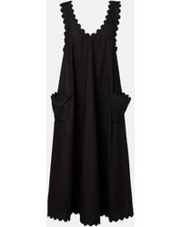Juliet Dunn - Embroidered Scalloped Cotton Poplin Midi Dress - Lyst