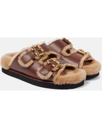 Chloé - Nil Shearling-Lined Leather Sandals - Lyst