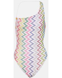 Missoni - Zigzag One-Shoulder Lame Swimsuit - Lyst