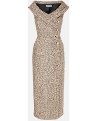 Alessandra Rich - Off-Shoulder Tweed Lame Midi Dress - Lyst