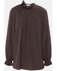Victoria Beckham - Ruffled Silk Crepe De Chine Top - Lyst